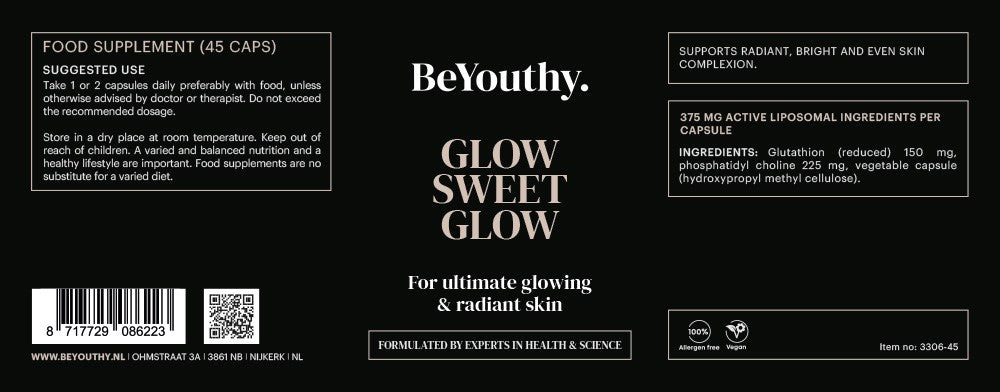 Glow sweet glow; voor een stralende huid - Premium, natuurlijke supplementen van BeYouthy -  Shop nu op BeYouthy